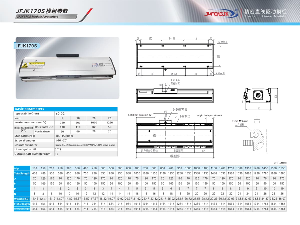 JFJK170S Linear module ball screw JFJK170S Linear module ball screw