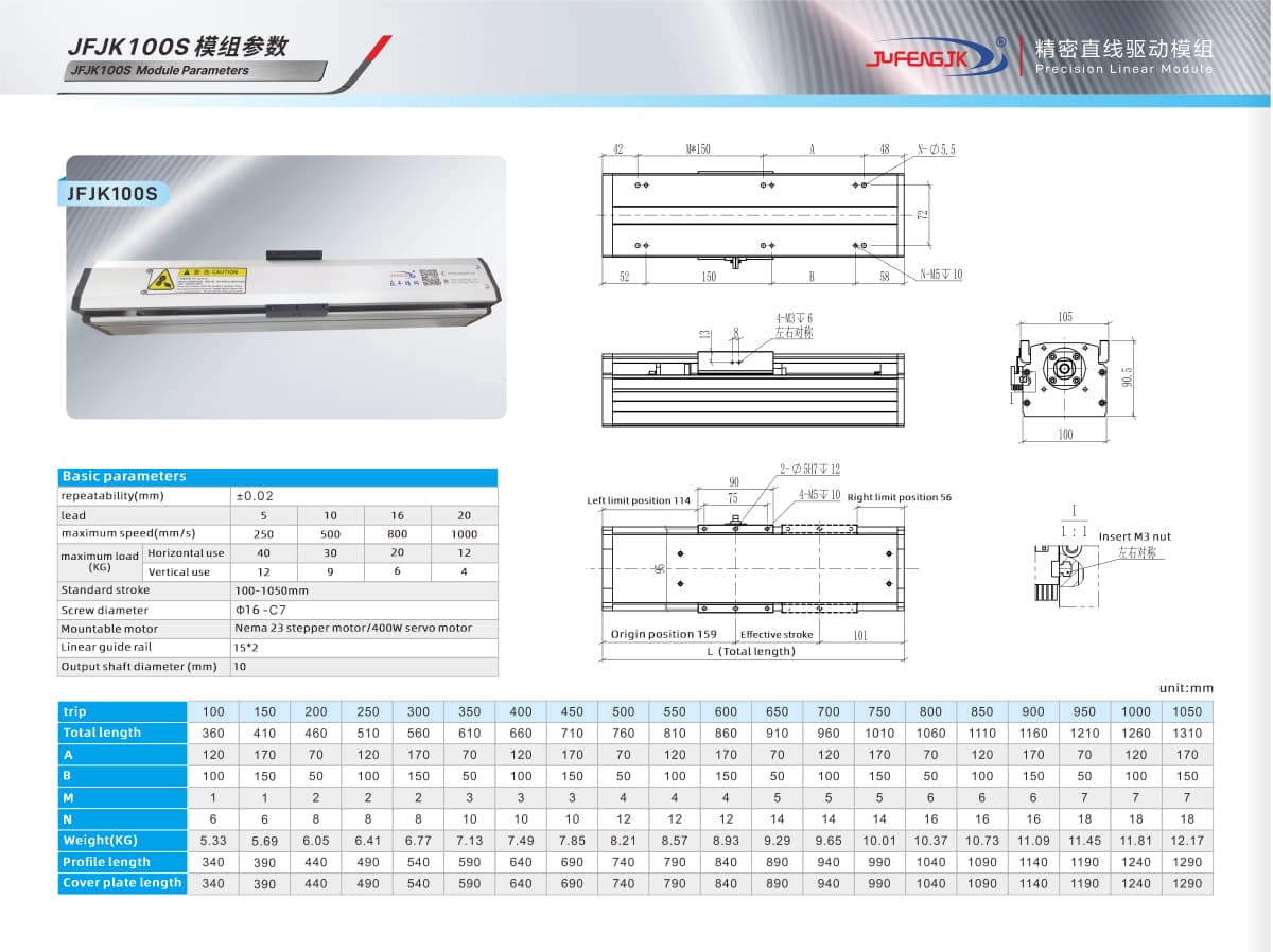 JFJK100S Linear module ball screw JFJK100S Linear module ball screw