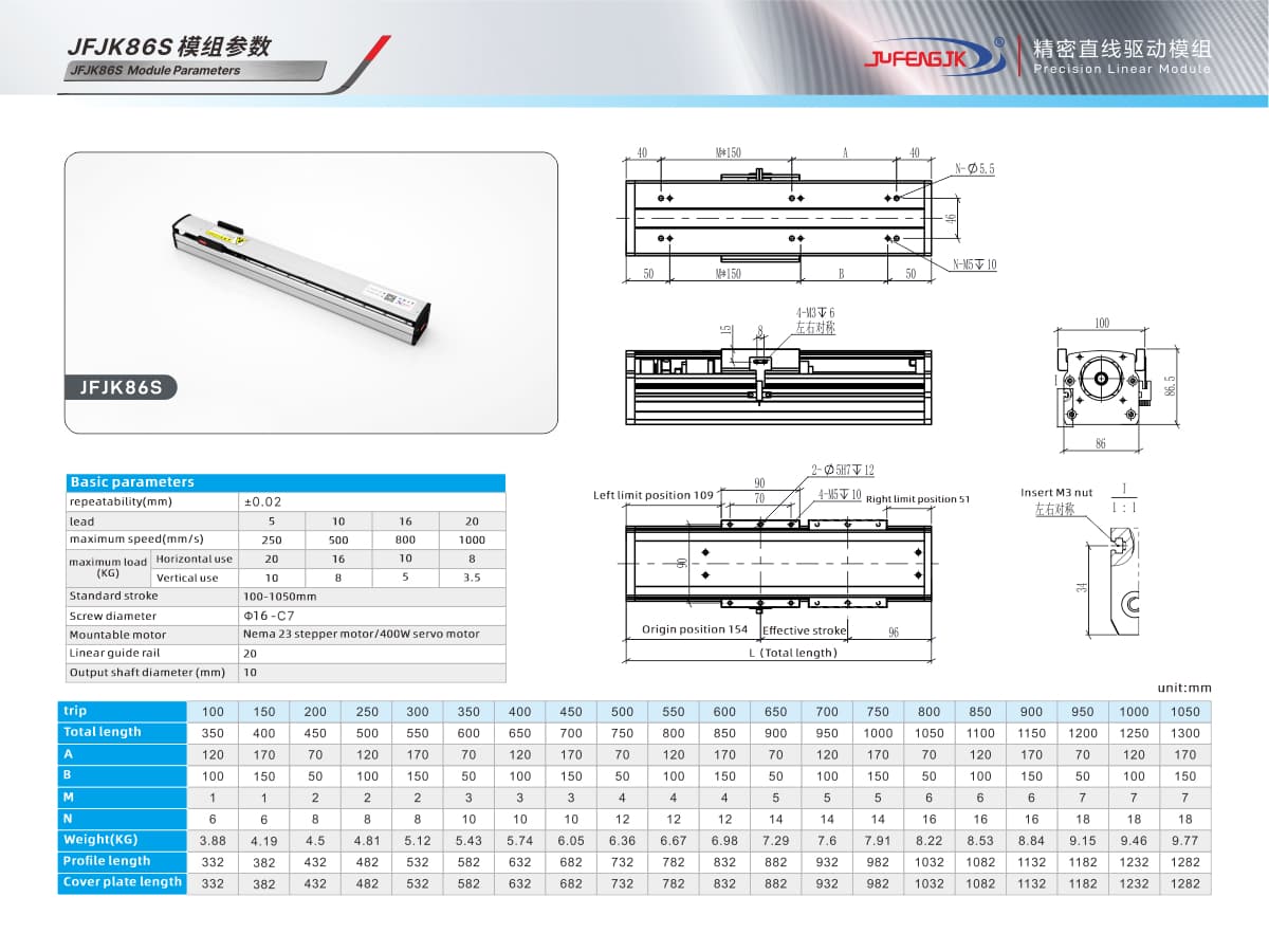 JFJK86S Linear module ball screw JFJK86S Linear module ball screw