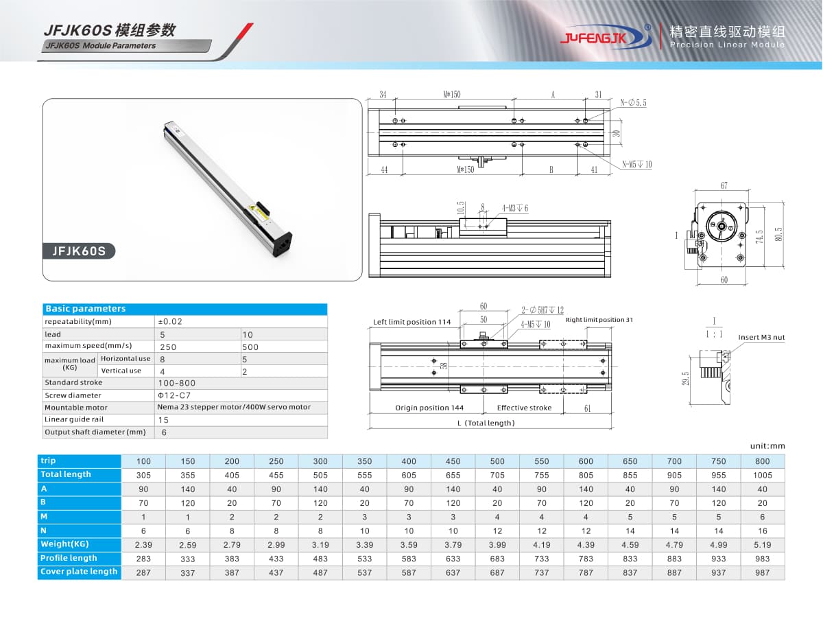 JFJK60S Linear module ball screw JFJK60S Linear module ball screw